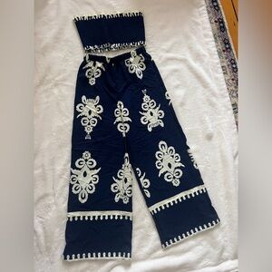 SHEIN Navy and Cream Wide leg set